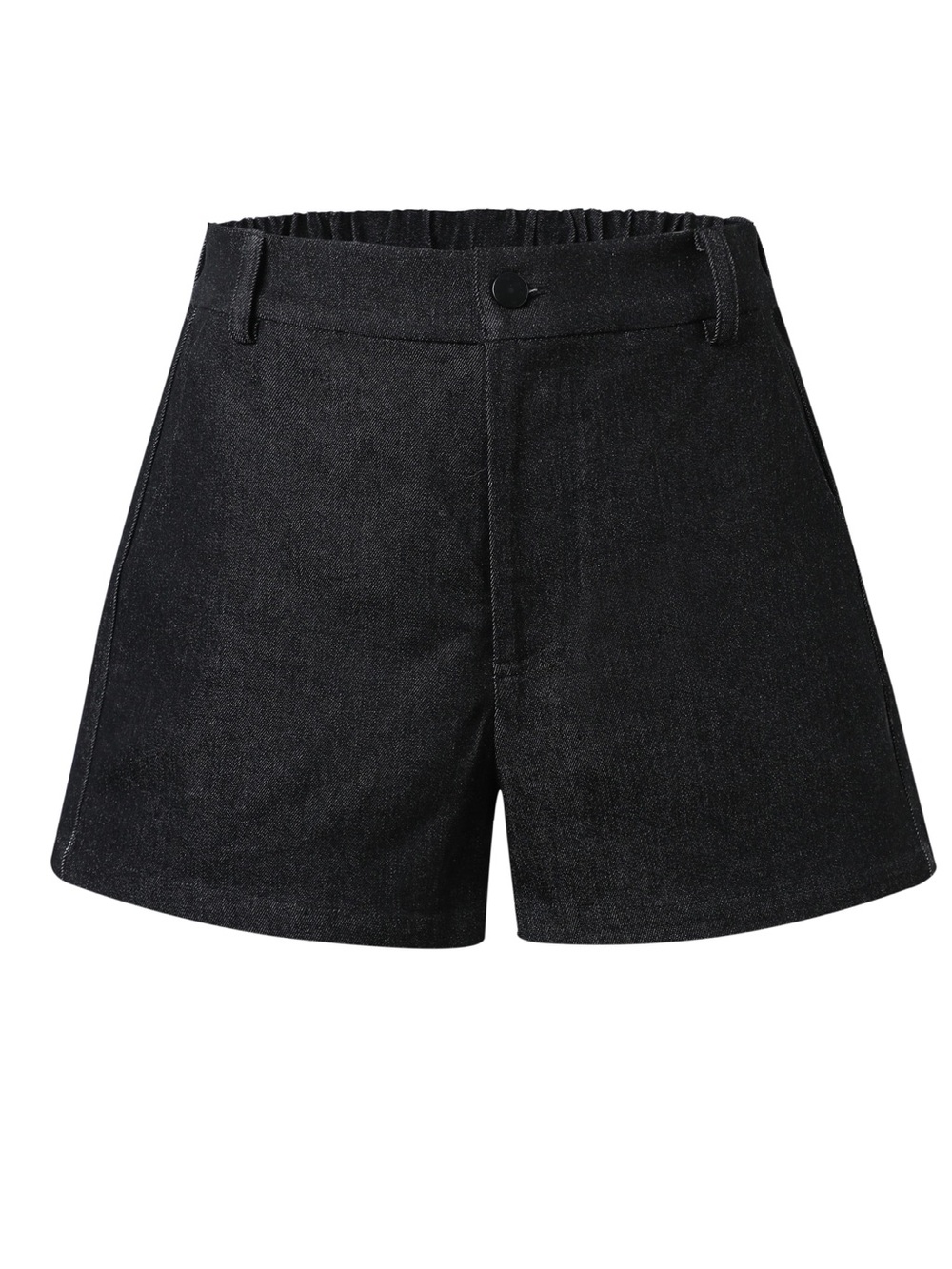 Black Denim Elastic Shorts - Picture 2 of 3